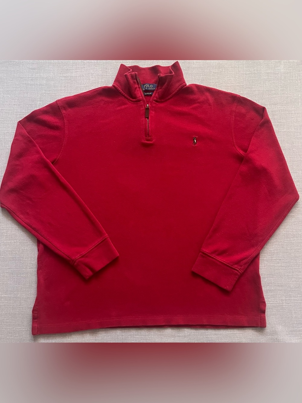 Polo by Ralph Lauren Men’s Boxy Red Estate Rib Quarter Zip Sweatshirt
